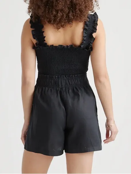 Like New QUINCE European Linen High Waisted Shorts Black Size XS - Image 3
