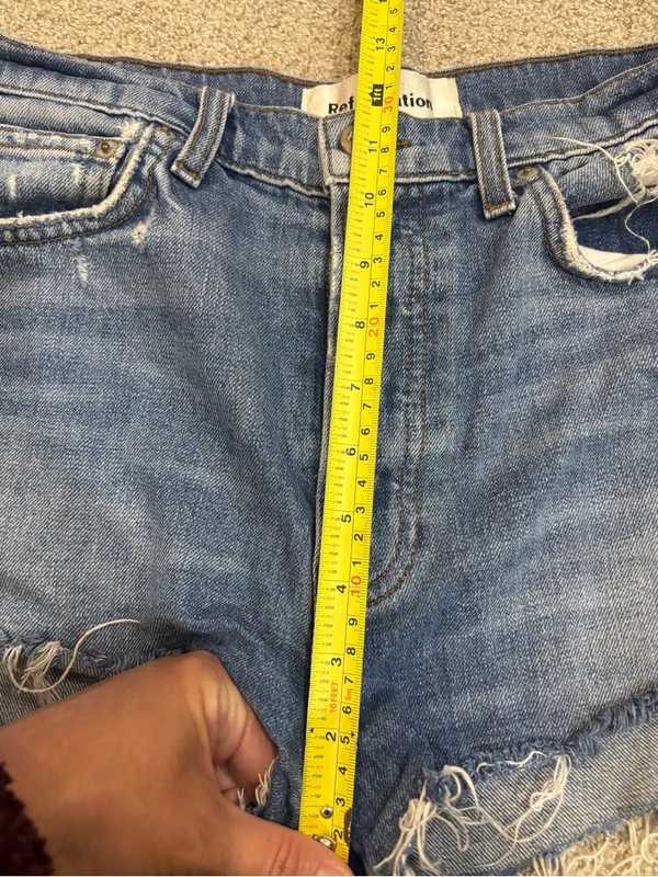 Reformation Size 28 Dixie Jorts High Rise Button Fly Bryce Wash Distressed - Image 6