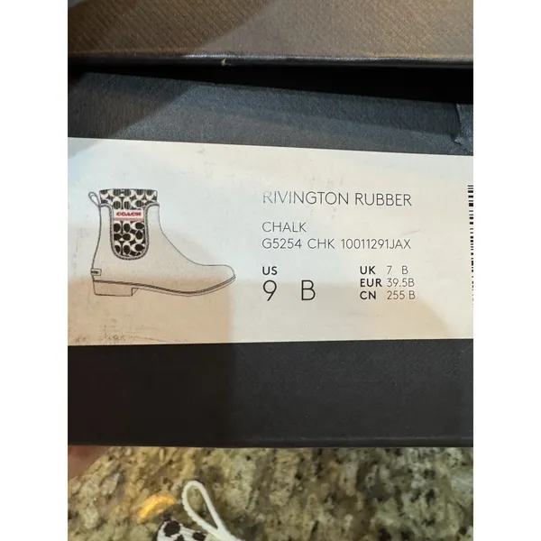 COACH Rivington Women's Size 9 Rain Boots Chalk White Signature Knit Logo - Image 9