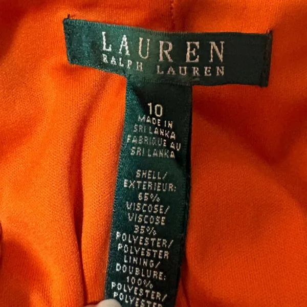 Lauren‎ Ralph Lauren Sheath Dress Size 10 Coral Excellent Long Sleeve Boatneck - Image 3
