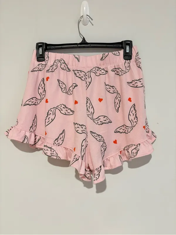 Grayson Social Women’s Sleep pajama Shorts angel‎ wings heart print pink medium - Image 3