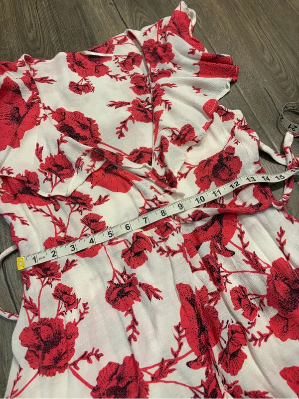 Free People French Quarter Floral Print Mini Wrap Dress Womens Sz S Boho Beach - Image 11