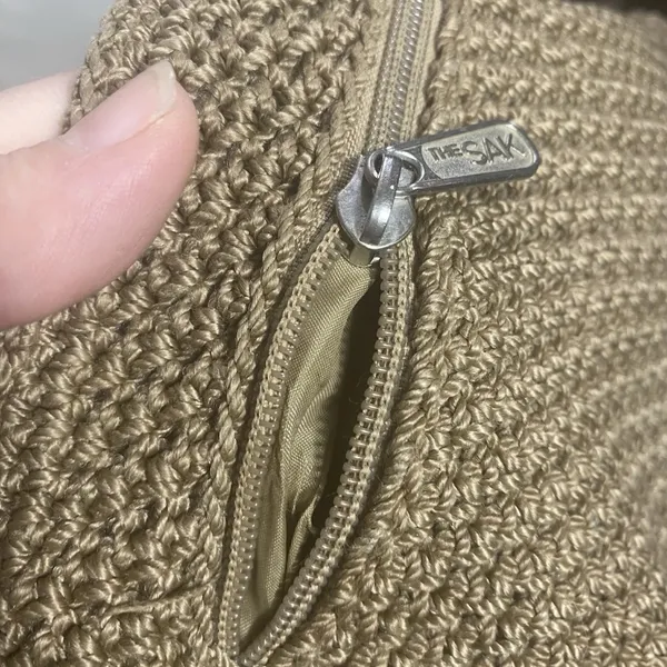 The Sak Original Crocheted Shoulder Bag Brown Knit Hobo Purse - Image 6