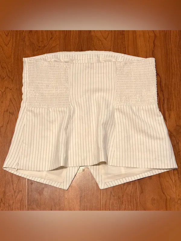 Abercrombie &‎ Fitch The A&F Mara Tailored Button Through Tube Top White Navy XL - Image 3