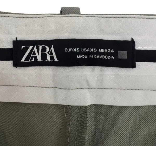 ZARA High Rise Pleated Wide Leg Trouser Pant khaki Women’s Size XS - Image 9