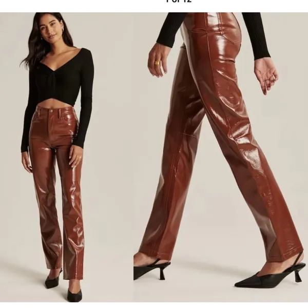NWT A & F The 90’s Straight Ultra High Rise Patent Leather 90s Straight Leg - Image 4