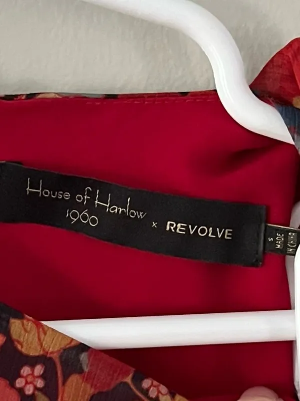 House of Harlow 1960 x Revolve Lotte Red Floral Dress Size Small - Image 4
