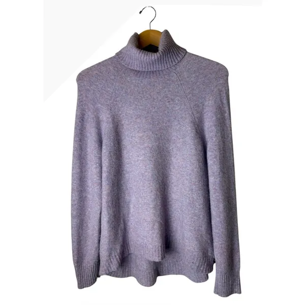 J Crew Turtleneck Sweater Women Medium Purple Alpaca Wool Blend Knit Preppy - Image 2