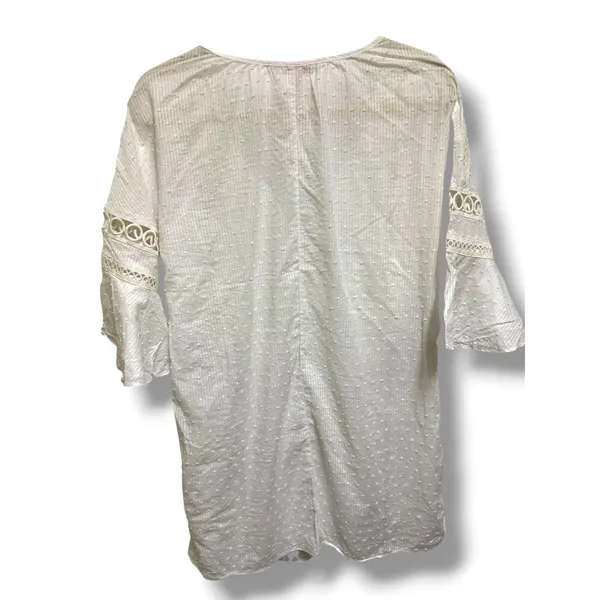 Victoria's Secret White Cotton Swiss Dot Boho Tunic Bell Sleeve Beach‎ Coverup M - Image 2