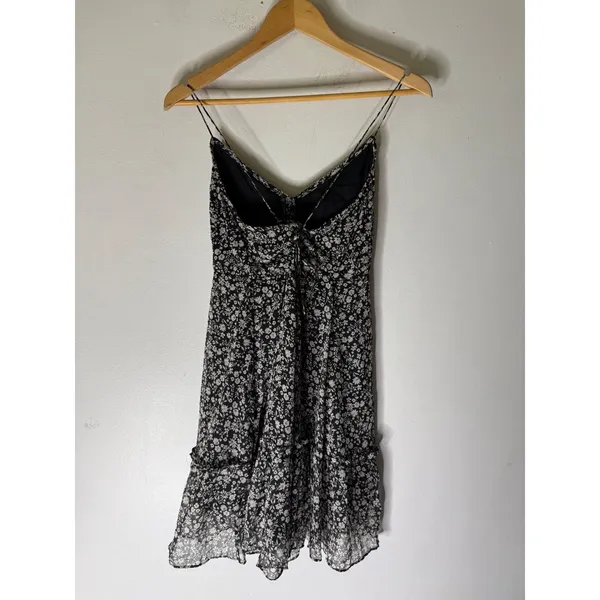Abercrombie‎ fitch silky floral mini dress open back black white large - Image 2