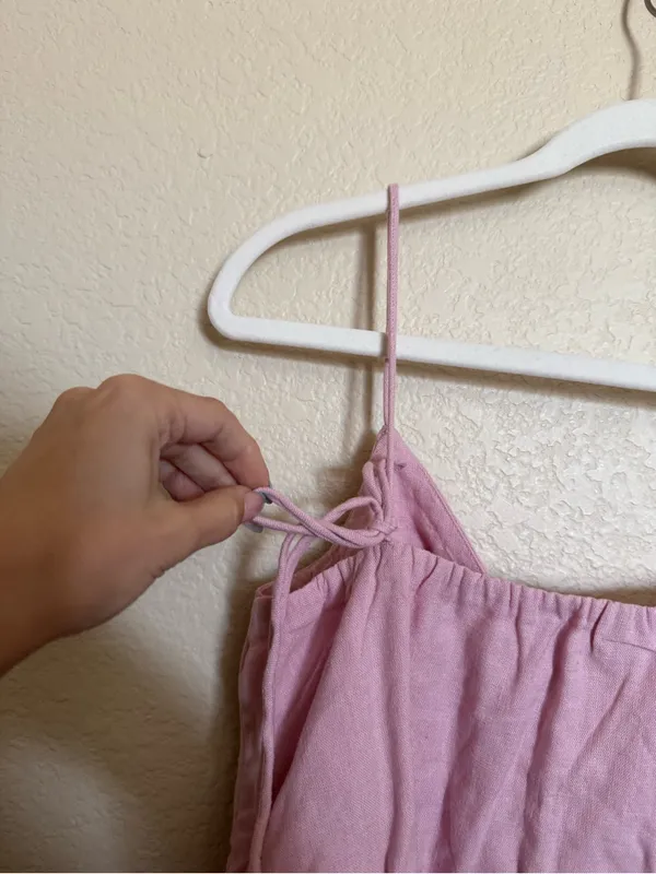Abercrombie & Fitch Linen Cami Tank Top Sz M NEW Pink Scarlett - Image 6