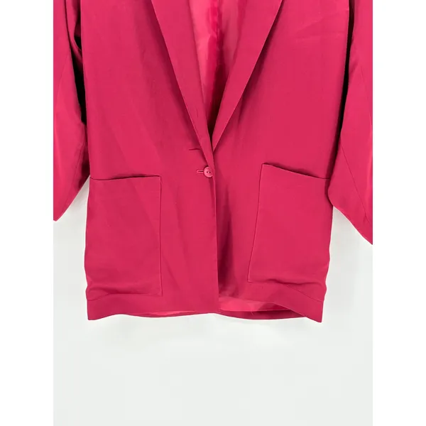 Ann‎ Taylor Blazer Women 10 Magenta Pink Vintage Single Button Lined 80s 90s - Image 3