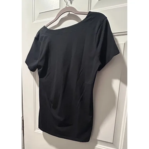 Jones New York Signature Women's Black V-Neck Short Sleeve Blouse Top Size L‎ - Image 2