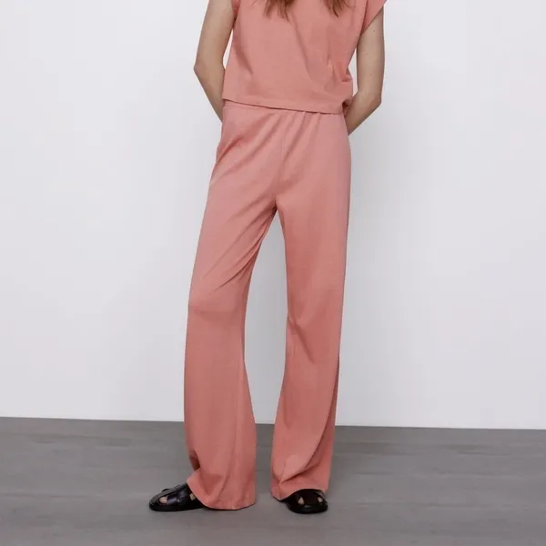 Zara Flowing Wide Leg Trousers in‎ Pink Size Medium - Image 3