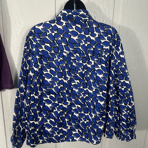 Sandro Blue and White Print Women’s Big Button  Blazer Size 1X EUC - Image 7