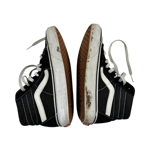 Vans Sk8-Hi High Top Sneakers Black White Suede Canvas Women 5.5 Men 4.0 - Image 4