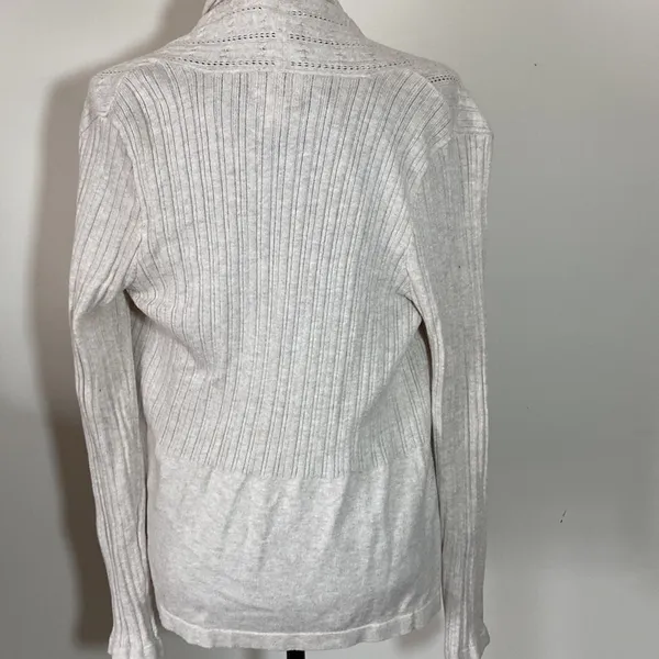 St Johns Bay Women’s Open Cardigan Sweater Size M Color Cream Long Sleeve Knit - Image 3