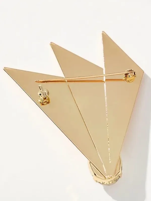 Angular Crystal Brooch By Anthropologie 14k Gold-Plated Pin - Image 2