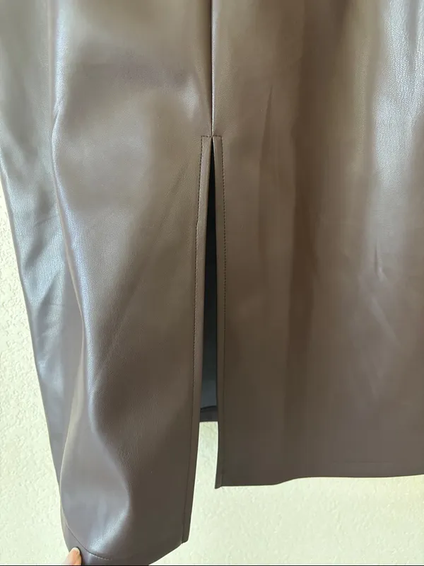 Commense Sleeveless Brown Faux Leather Midi Dress- NWT - Image 5