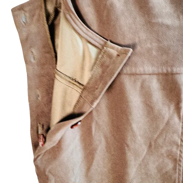 Vtg‎ Jumper Dress Faux Suede Brown M Sleeveless Maxi Pinafore Lagenlook Western - Image 9