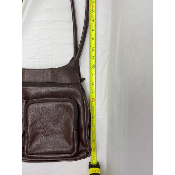 Cherokee Brown Leather Shoulder Bag Multi Pocket Organizer Purse Handbag - Image 7