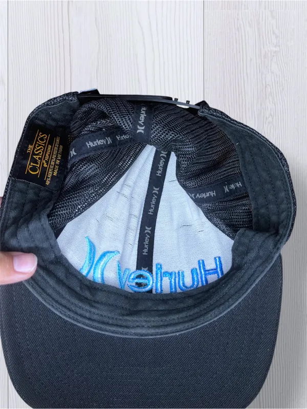 HURLEY Women’s Trucker Hat - Navy Blue Mesh Back Snapback Cap - Turquoise Logo - Image 7