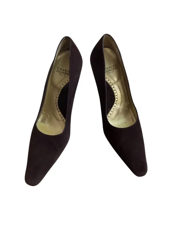 CHARLES JOURDAN Vintage Brown Suede Heels Size 6.5 - Image 9