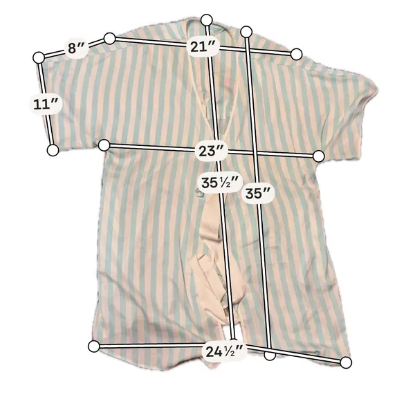 Betsey Johnson Medium Wifey Embroidered Striped‎ Robe Mint Green White Floral - Image 10