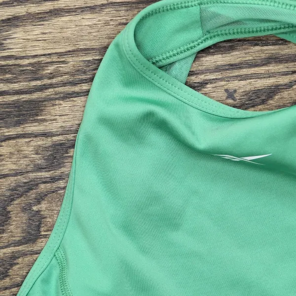 Reebok Womens Halted Unlined Open Mesh Back Sports Bra Green XS - Image 3