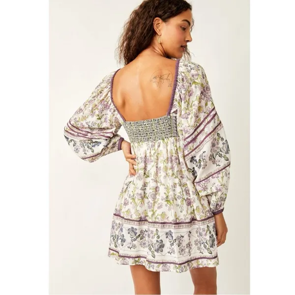 Free People Bohemian Retro 70s Endless Afternoon Floral Mini Dress Large - Image 7