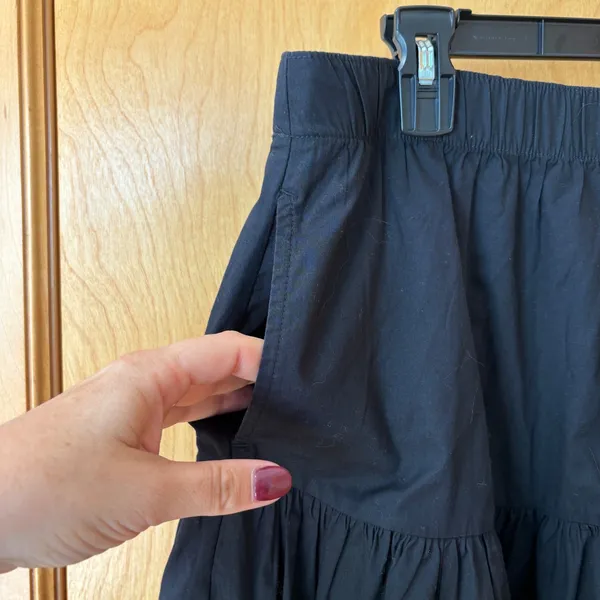Abercrombie & Fitch Maxi Skirt Womens Large Black Tiered Cotton Blend Pockets - Image 4
