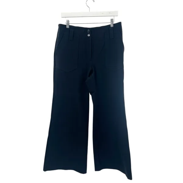 Anthropologie Maeve The Naomi Ponte‎ Wide-Leg Flare Pants Black Sz 12 petite - Image 4