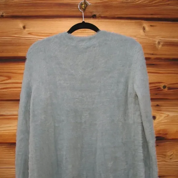 Blue Size S M L Open Front Soft Fuzzy Cardigan Sweater Long Fall Winter Spring - Image 7
