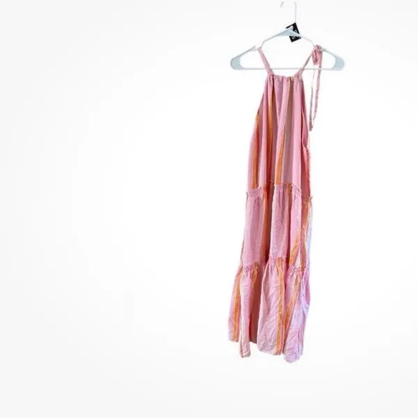 Club Monaco Pink and Orange Midi Dress - Image 10