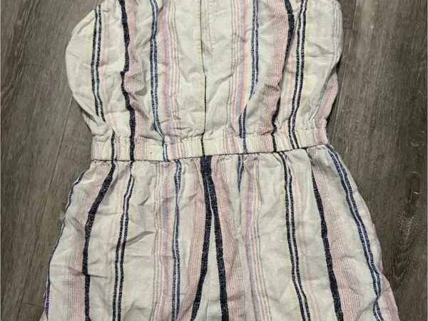 BeBop Striped Sleeveless Romper in Pink, Blue & White - Image 3