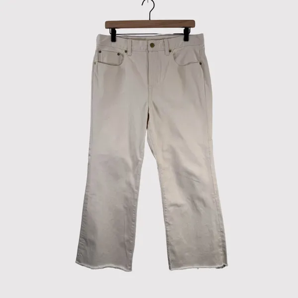 J.CREW Womens Jeans Beige Denim High Rise Relaxed 84 Kickout Crop Rigid Size 29 - Image 2