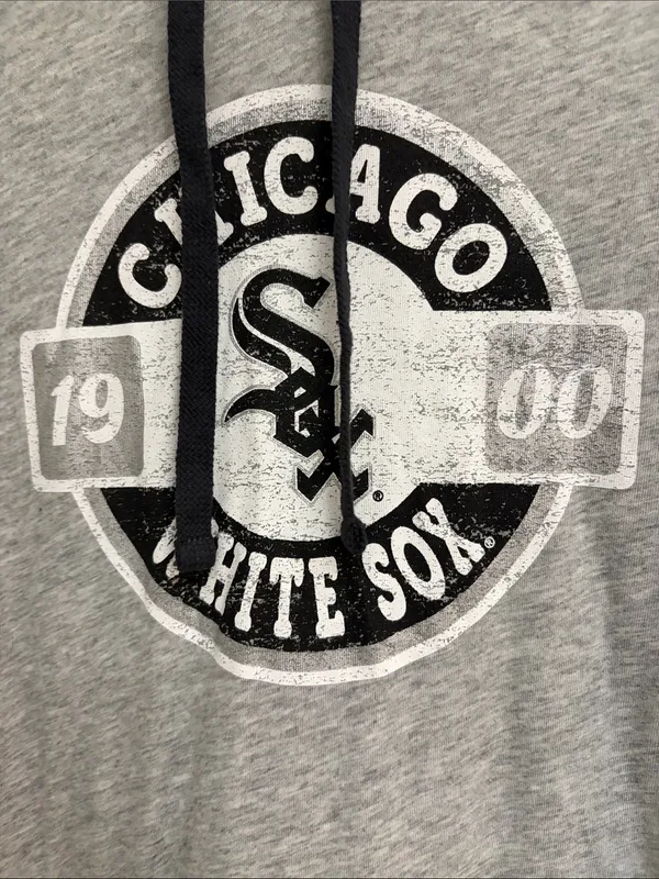 Chicago White Sox Women’s Raglan Hooded Pullover - Grey/Charcoal size L - Image 3