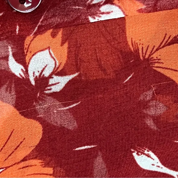 Cabi size M hot house red Orange blouse sheer floral button up long sleeve top - Image 10