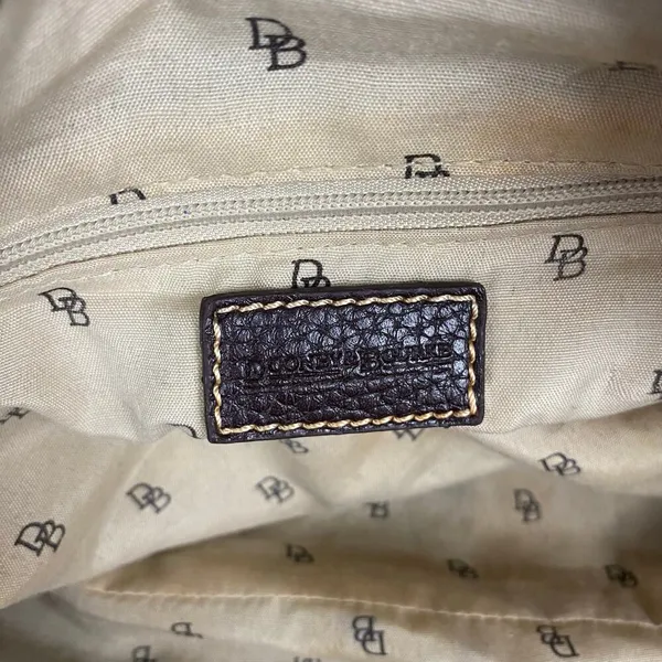 Dooney And Bourke Vintage Leather Brown Leather Signature Canvas Satchel Handbag - Image 10