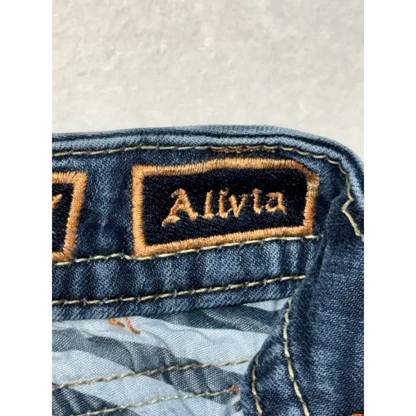 Rock Revival Women's Alivia Skinny Dark Wash Low Rise Jeans Studded Sz 27 - Image 5