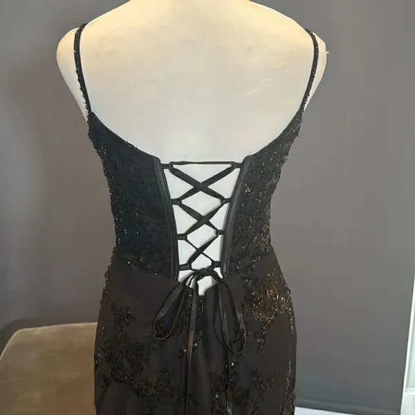 Women’s Black MermaidFit Sequins Party Prom Formal Dress LaceUp Back Size 4 - Image 5