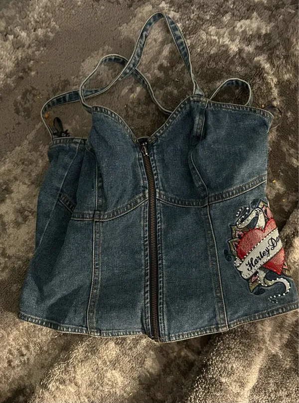 Harley Davidson denim corset top - Image 2