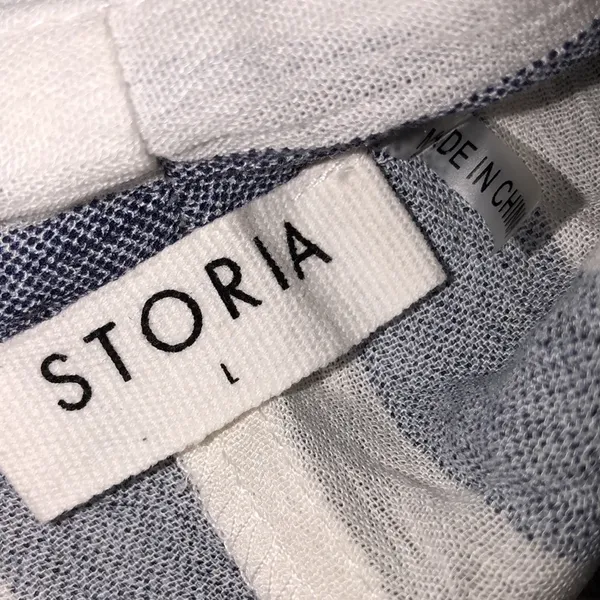 Storia size large blue striped tie front top - Image 4