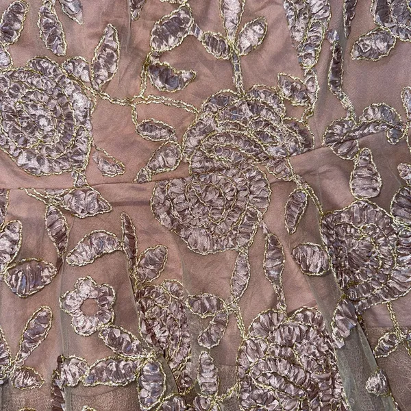 Blush Pink Embroidered Lace Wedding Guest Dress Size Large 3D Floral Formal - Image 7