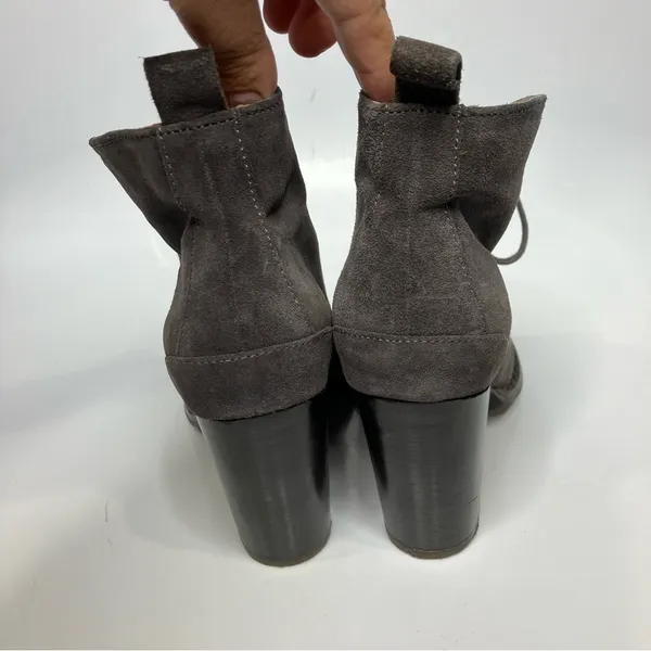 Seychelles Anthropologie Brand gray suede leather heel lace up‎ booties size 9.5 - Image 6