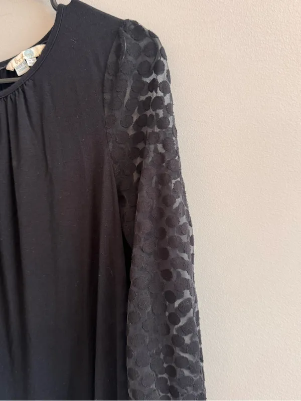 Boden Black Sheer Polka Dot Sleeve Blouse Women’s US 6 - Image 4