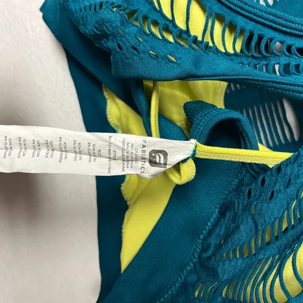 Women's Fabletics Turquoise/Black Zebra Print Cloud Blue Crossback Sports Bra M - Image 4