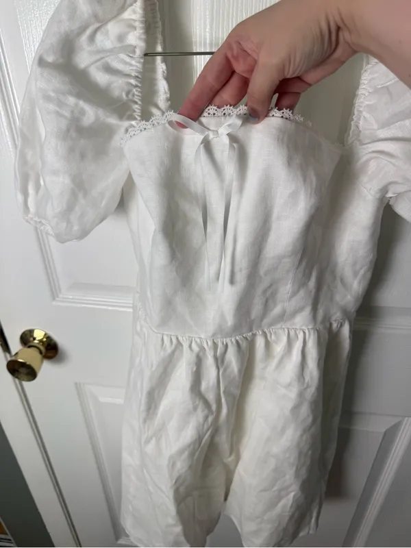 Reformation Malvina Linen Dress in White 8 - Image 4