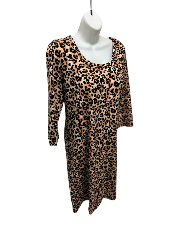 Soma Mob Wife A Line Animal Print Cheetah Dress Sz S Stretch Cotton 3/4 Sleeve - Image 4