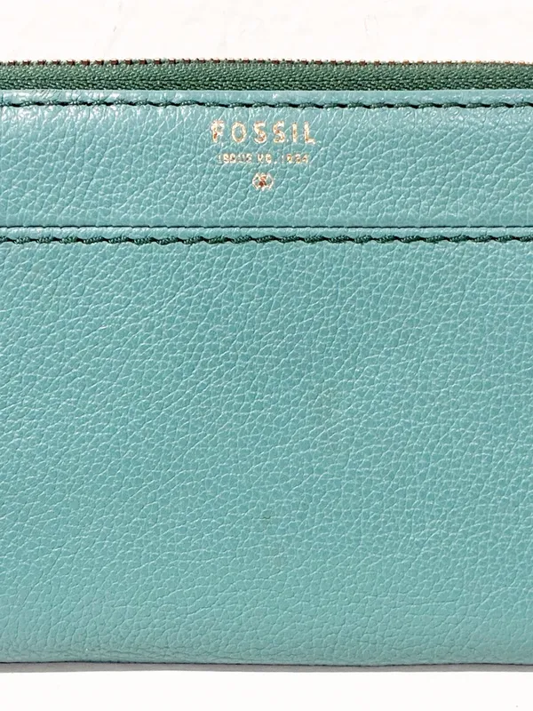 Fossil Sydney Green Leather Wristlet Zip Around Clutch‎ Medium Wallet - Image 2